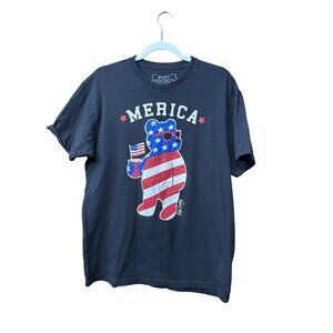 Riot Society Mens Merica Bear Graphic T-Shirt 100% Cotton Black Size L